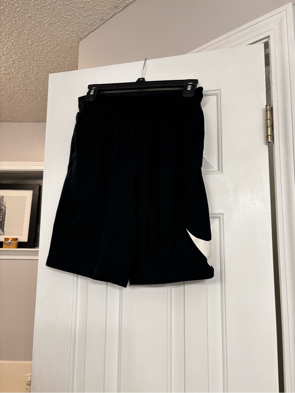 Men’s Nike Black Men's Athletic Shorts with White Swoosh size medium